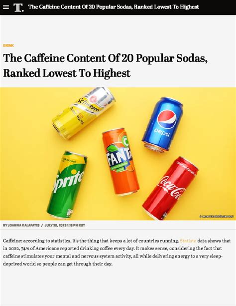 The Caffeine Content Of 24 Popular Sodas, Ranked Lowest To。